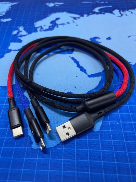 ឆ្នាំងសាក 3 In 1 Cable ប្រវែង 1.2M 3.5A